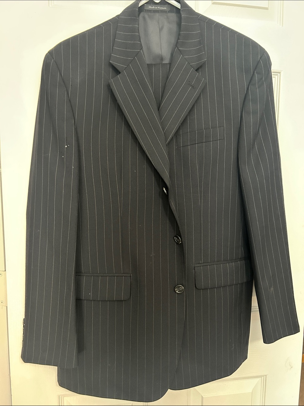 Chaps Men's Pinstripe Two-Button Blazer - Black